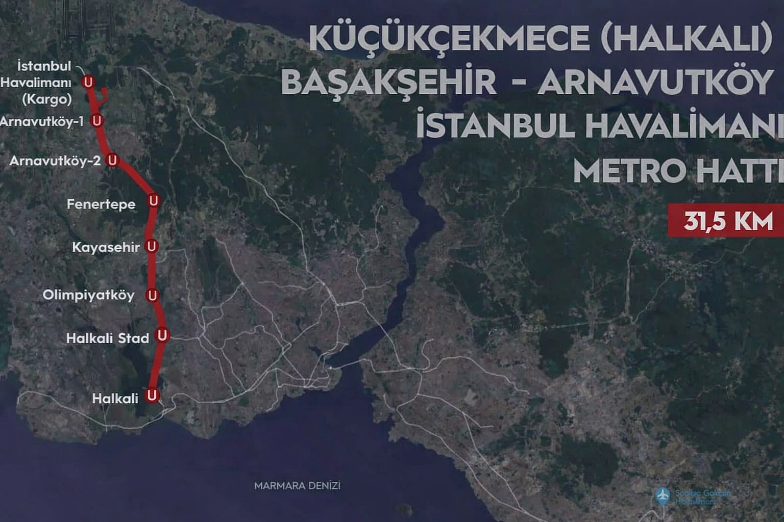 The entire Halkalı — Istanbul Airport metro line (M11 metro line) will open in 2026.