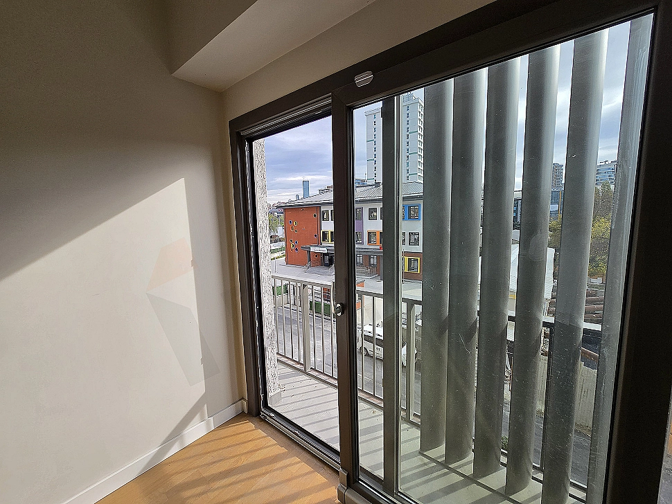 Interior view of a modern apartment with city view in Kağıthane.