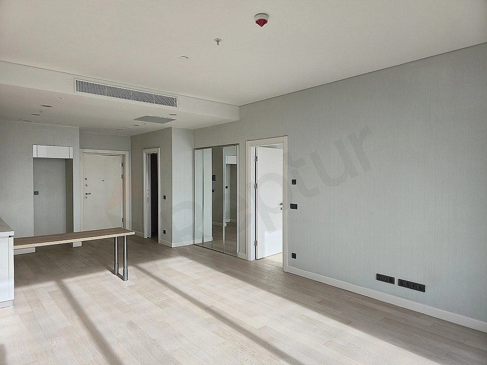 Modern living room interior, stylish furniture, and bright atmosphere.