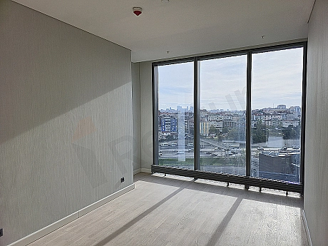 Modern designed, bright and spacious bedroom interior.