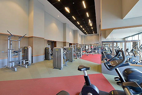Interior view of a modern gym equipped with various exercise machines.