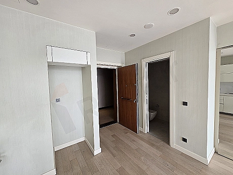 Modern apartment entrance door and lighting