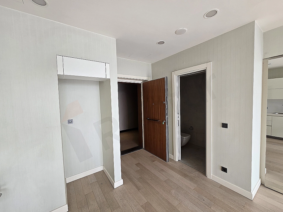 Modern apartment entrance door and lighting