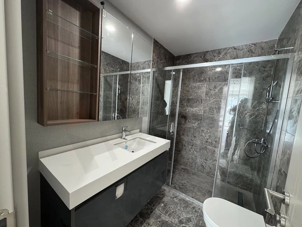 A modern designed and stylish bathroom view in Beylikdüzü.