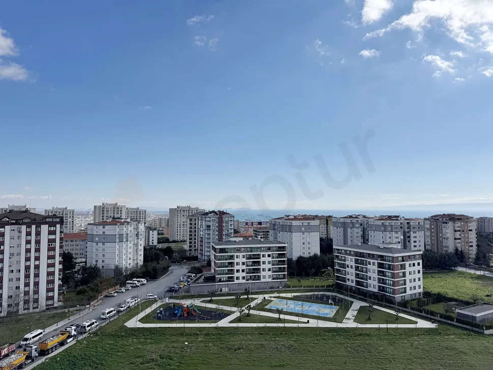 Panoramic sea and city view from a modern residential project in Beylikdüzü, Istanbul.