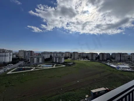 Wide-angle panoramic view of the city and sea landscape in Beylikduzu, Istanbul.