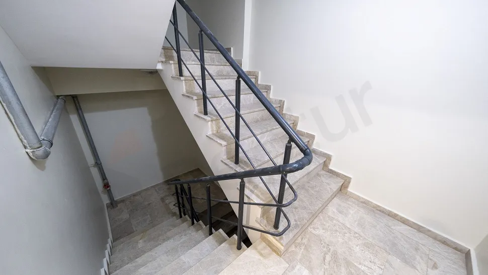 Aesthetic indoor staircase structure and steps with modern design inside a building.