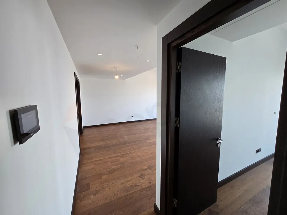 Modern and stylishly designed staircase structure inside the apartment.