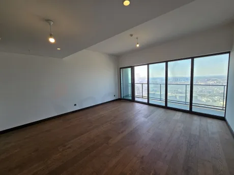 Spacious and bright modern living room interior with a contemporary design.