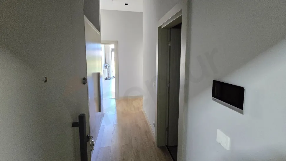 Entrance hall and front door of a modern apartment.