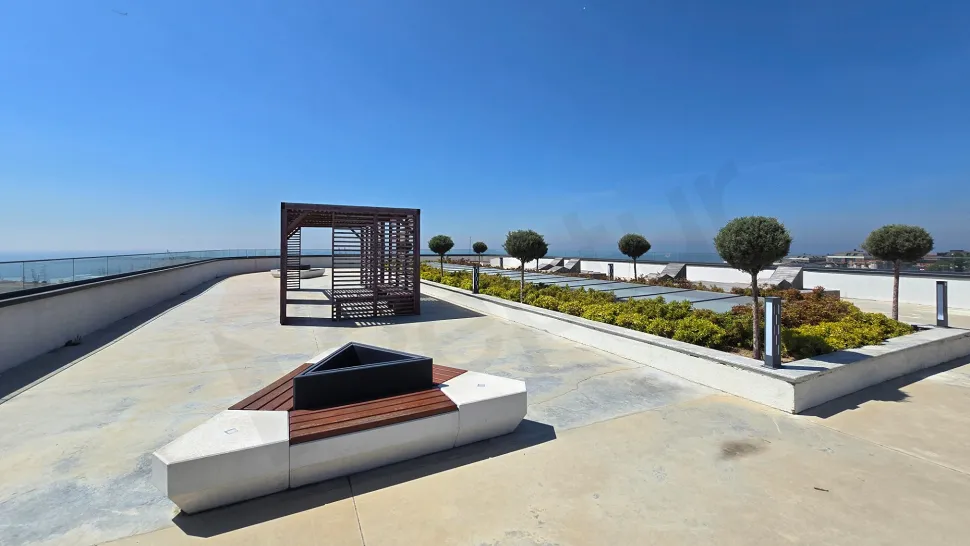 Spacious terrace area of a premium apartment with city view in Beylikdüzü.