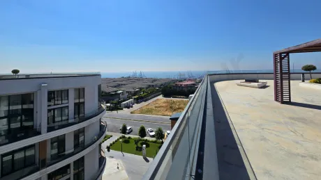 Spacious and modern terrace area with a panoramic city view in Beylikduzu, Istanbul.