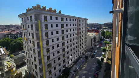 Wide and panoramic Istanbul city view captured from the eighth floor