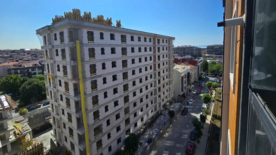 Wide and panoramic Istanbul city view captured from the eighth floor