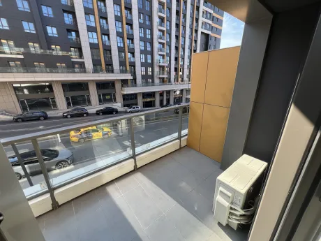 View of a spacious balcony with modern design