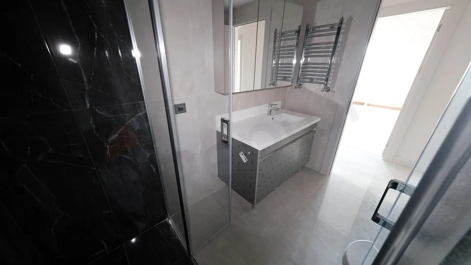 Spacious bathroom interior image with modern and stylish design.