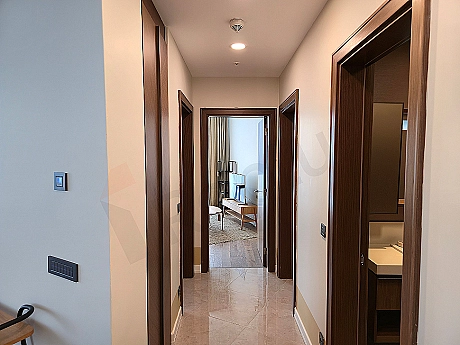 Interior view of a modern designed, bright and spacious corridor.