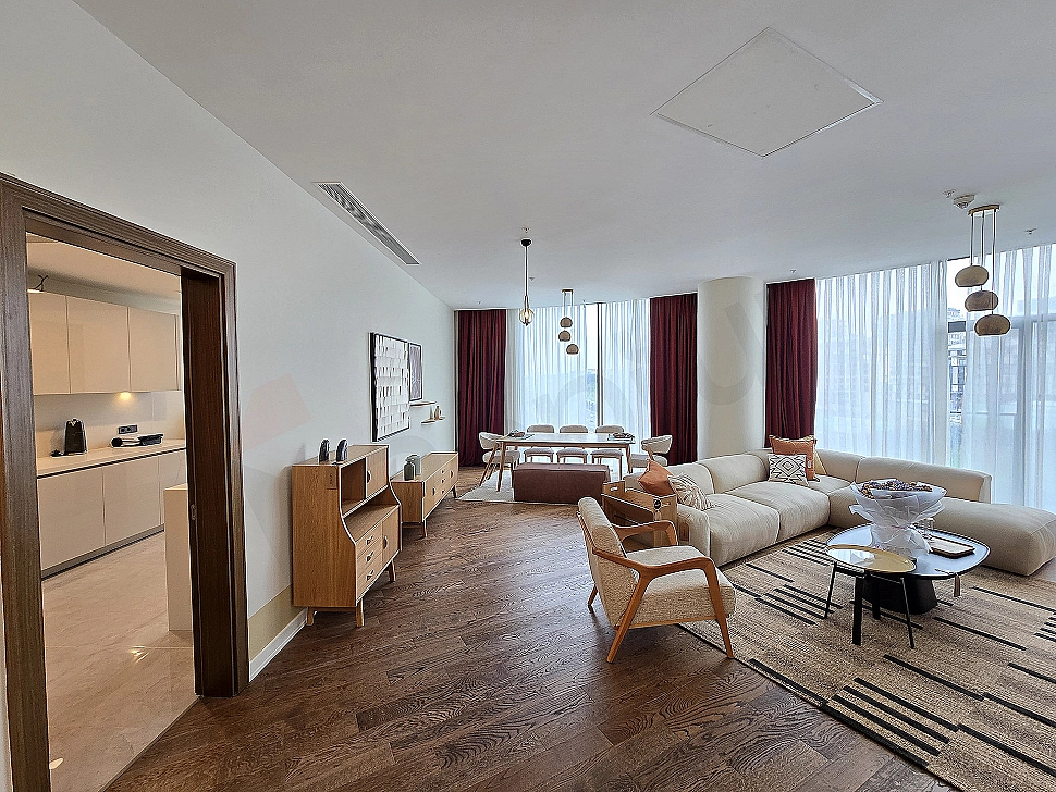 Detail of a modernly designed, furnished living room. Bright, spacious and stylish living space.