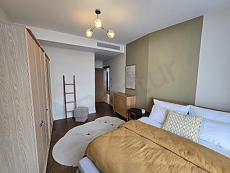 Stylish and modern designed bedroom.