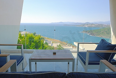3+1 Beachfront Residence in Bodrum Adabuku: Panoramic Sea View & Hotel Services