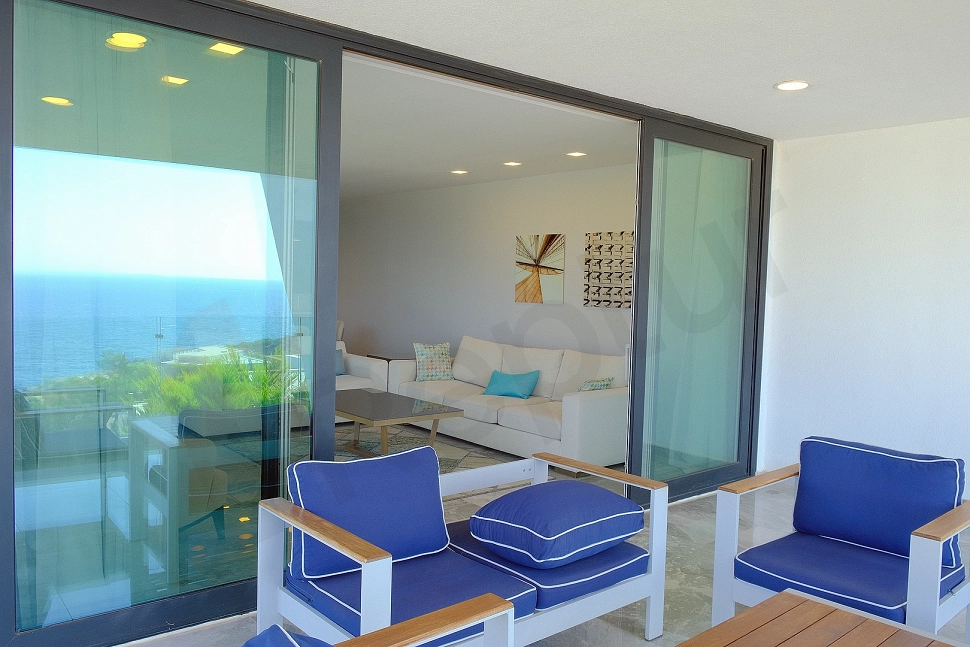 A spacious apartment terrace. Can be arranged as an outdoor relaxation or dining area.