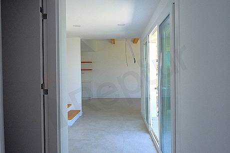 Interior view of a spacious corridor.