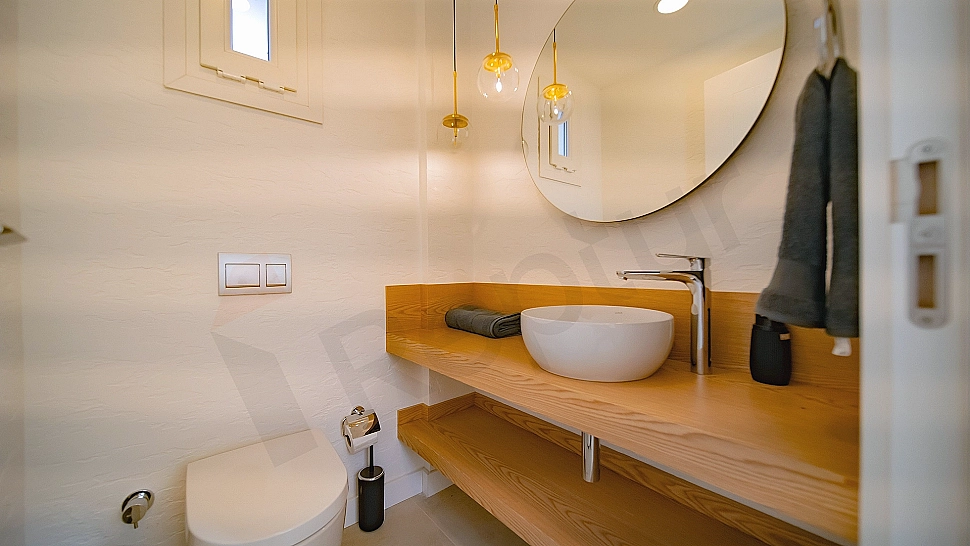 Modern designed bathroom interior.