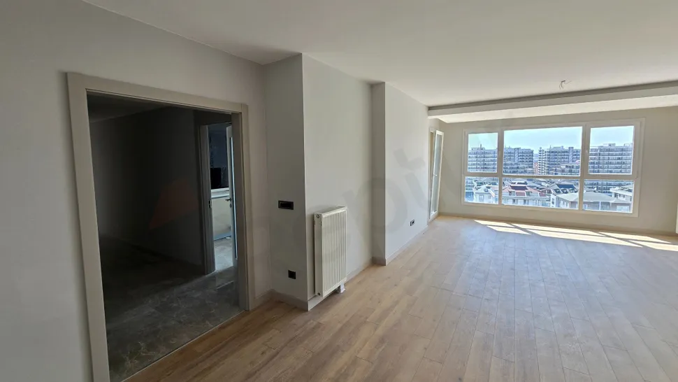 Modernly designed, spacious and bright living room interior with natural light.