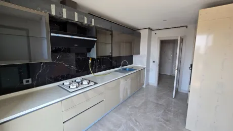 Modern kitchen design with spacious countertops and stylish cabinets.