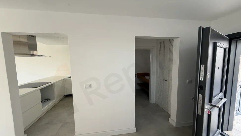 Modern and bright corridor of a new villa in Bodrum.