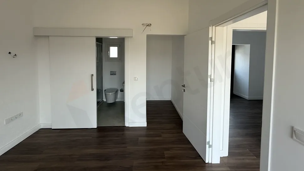 Modernly designed villa corridor and interior hallway area.
