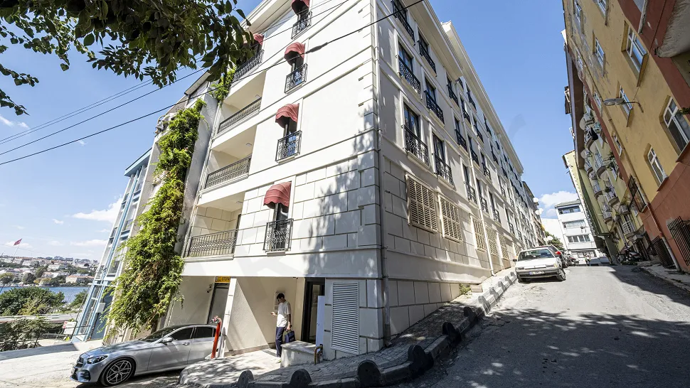Exterior view of a modern waterfront building located in Beyoğlu, Istanbul.