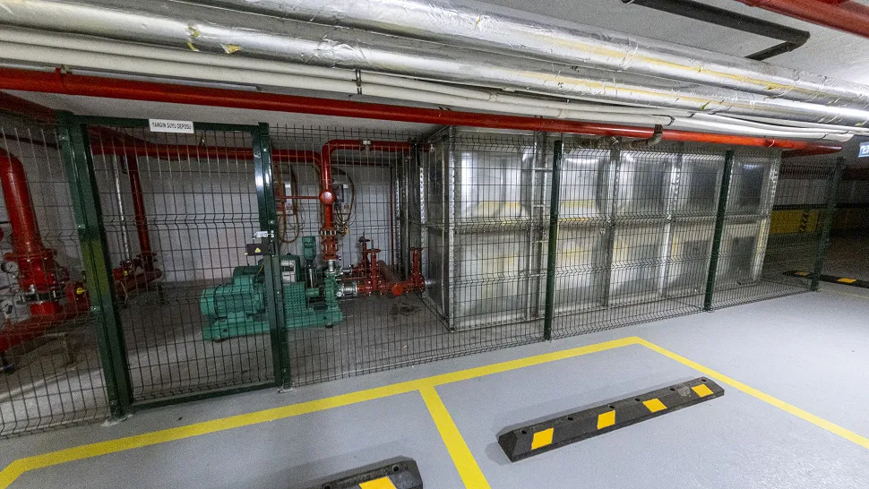 Spacious and modern indoor and outdoor parking area of a luxury residential complex in Beyoğlu.