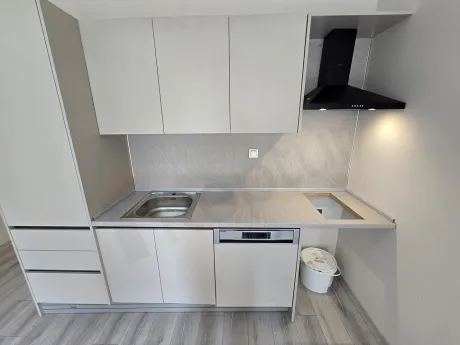 Modern design spacious and bright open-plan kitchen interior