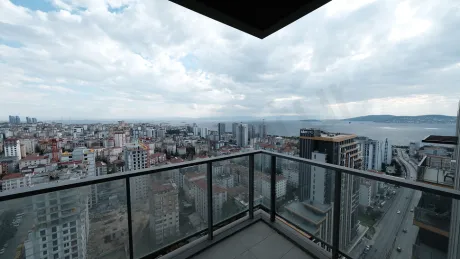 Panoramic sea and city view from the coastline in Kartal
