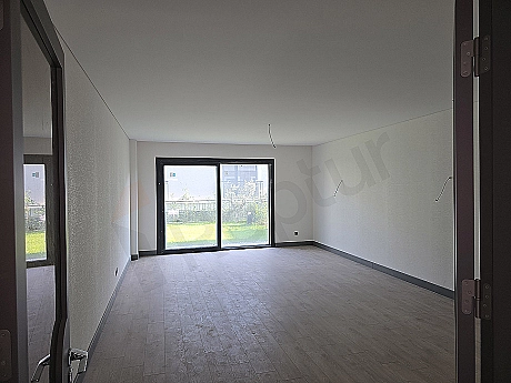 Interior of a spacious and bright living room.