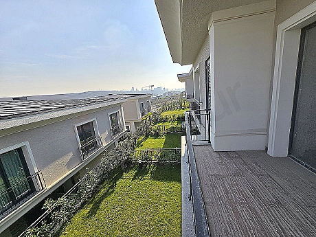 Image of modern villa with spacious balcony.