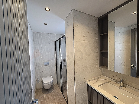 Modern designed bathroom interior.