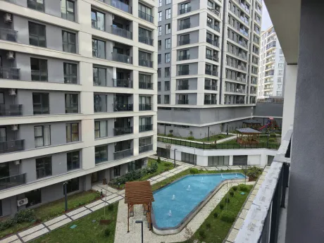 Wide-angle panoramic city and surroundings view from a luxury residential project in Esenyurt.