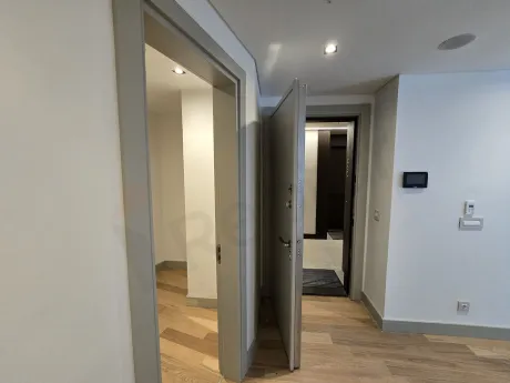 Modern and stylish interior staircase design in an apartment.