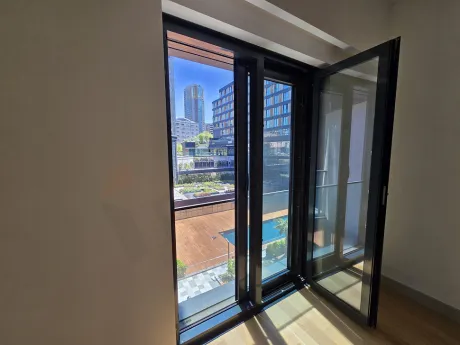 Modern and spacious bedroom of a luxury residence apartment in Sisli, Istanbul.