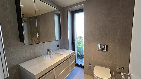 Modern and stylishly designed bathroom interior.