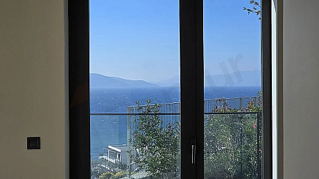 Panoramic view of the deep blue sea and coastline in Bodrum.