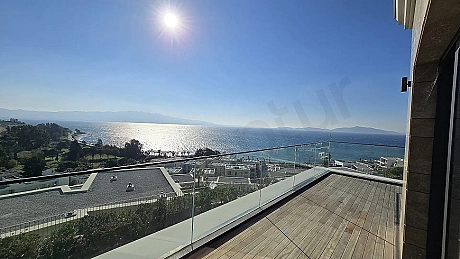 Elevated Seafront 2+1 with Panoramic Island Views: 45m² Modern Terrace in Bodrum