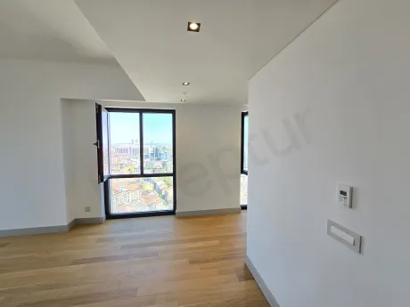 Spacious and bright living room area of a modern residence apartment.