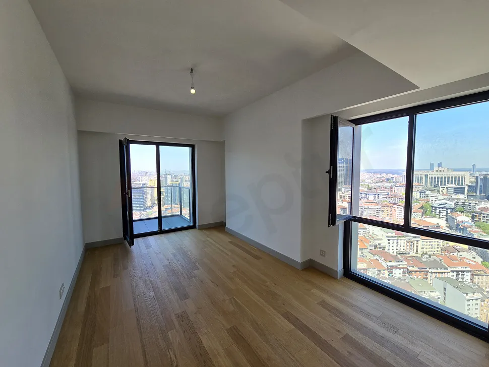 Modern and spacious balcony area of a luxury residence apartment in Şişli.