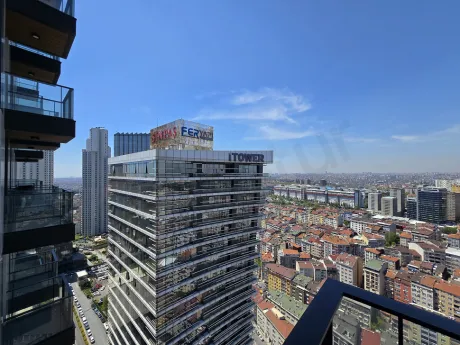 Panoramic city view from a high floor in Sisli Istanbul