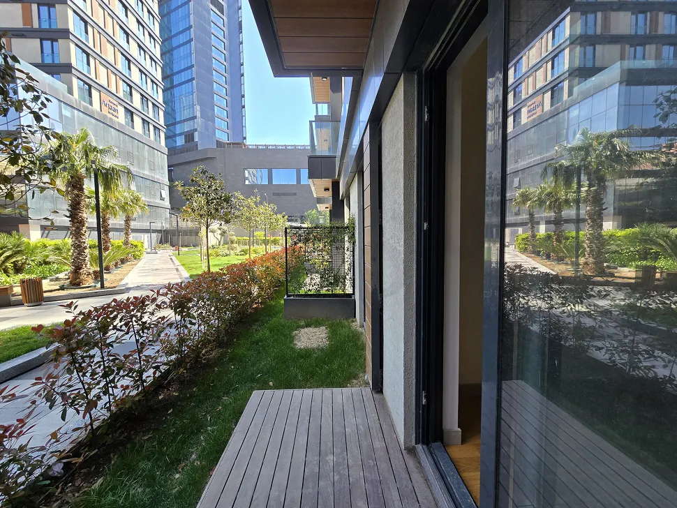 Modern and spacious apartment terrace with a city view in Sisli.