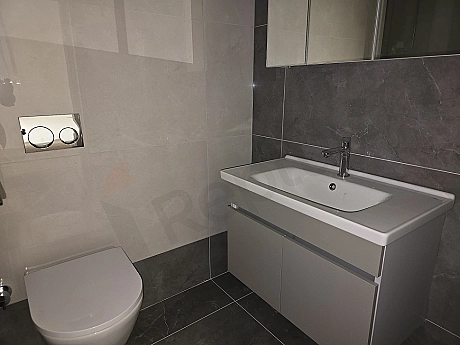 Modern designed bathroom interior.