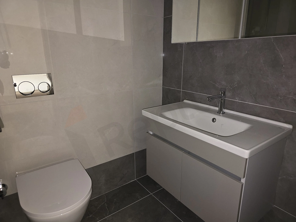 Modern designed bathroom interior.